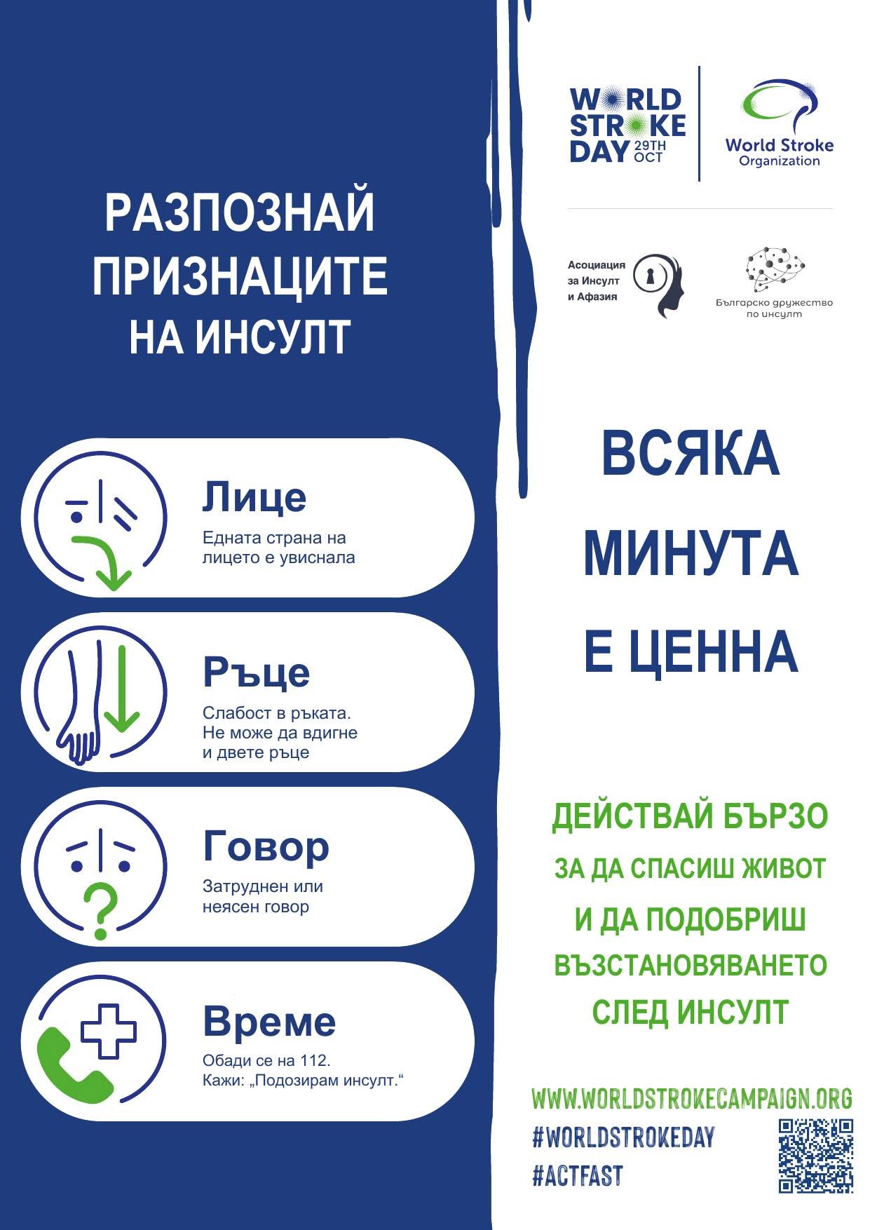 Стара Загора се включва в кампанията „Всяка минута е ценна“ по повод Световния ден за борба с инсулта Стара Загора се включва в кампанията „Всяка минута е ценна“ по повод Световния ден за борба с инсулта